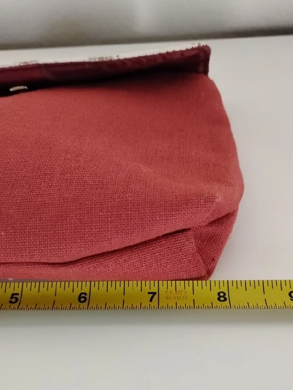 EAC Red Canvas Cosmetic Pouch with Cream Patterned Trim